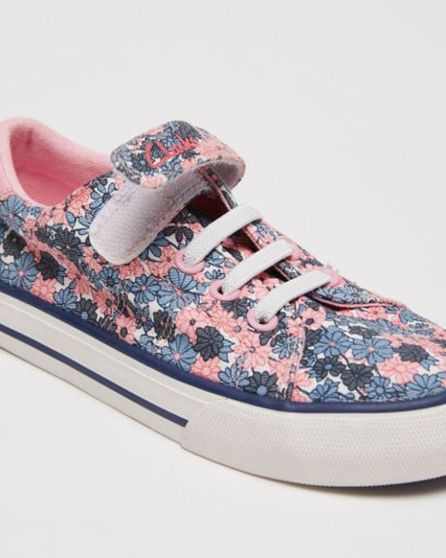 Clarks Velcro | Clarks Leah Navy Floral